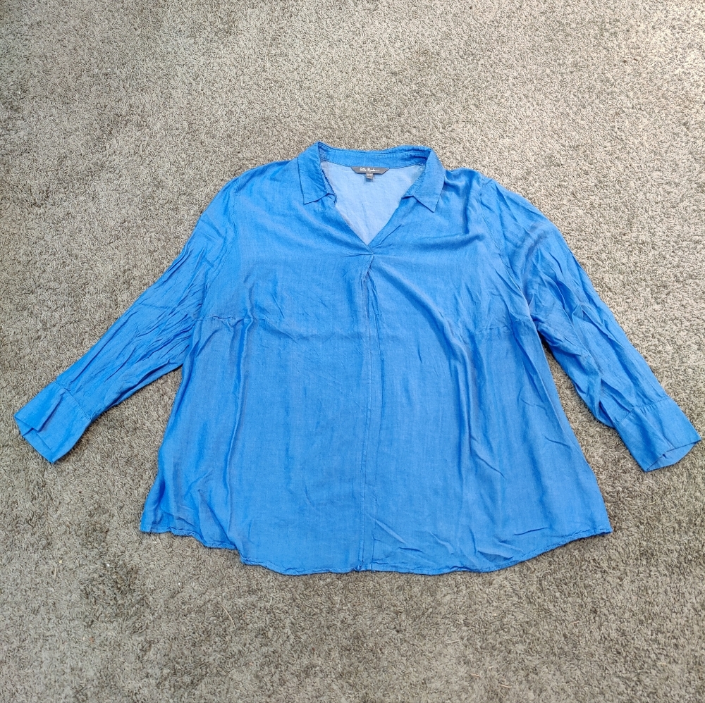 Ulla Popken Sky Blue Flowy Blouse